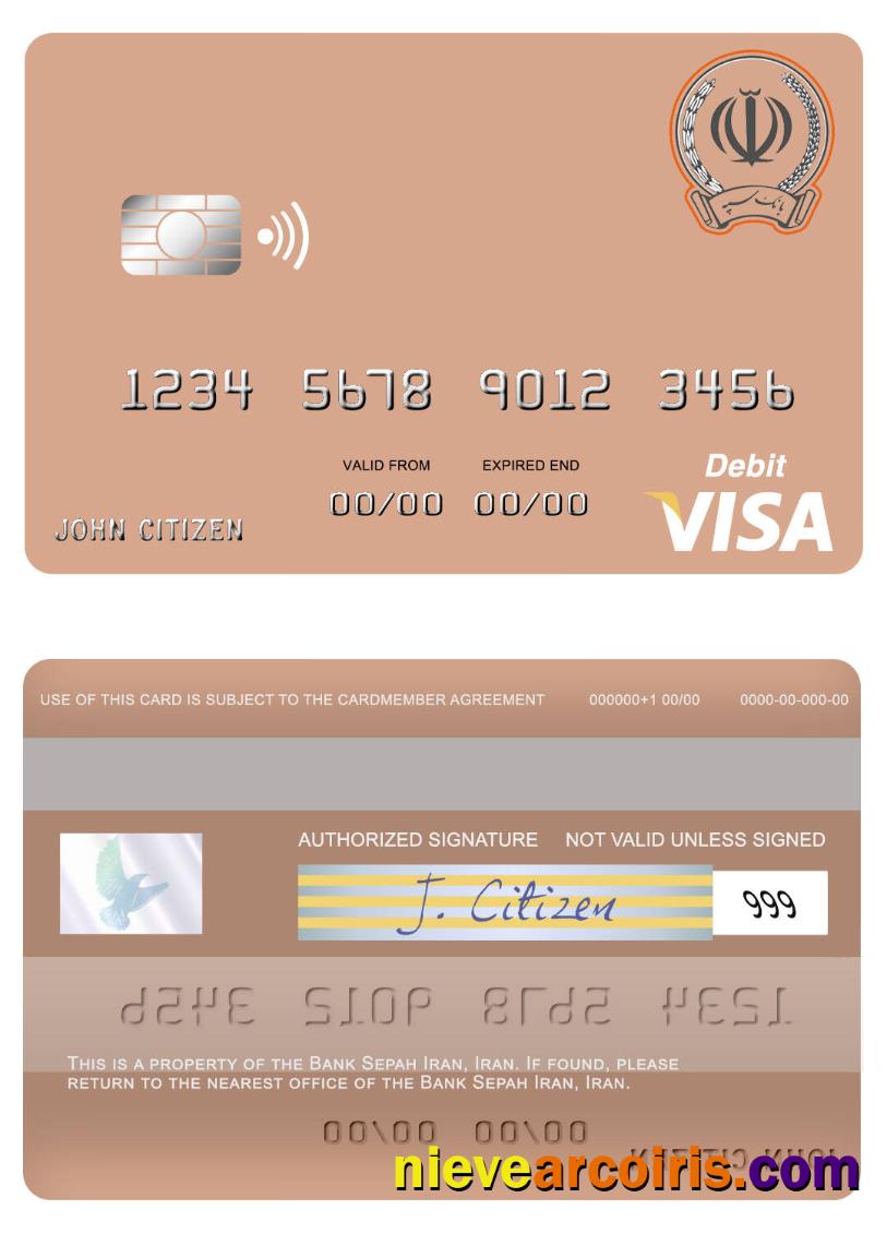 Iran Sepah Bank Iran visa debit card
